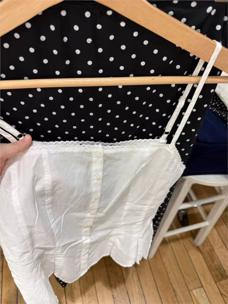 Débardeur blanc pliable en dentelle pour femmes
