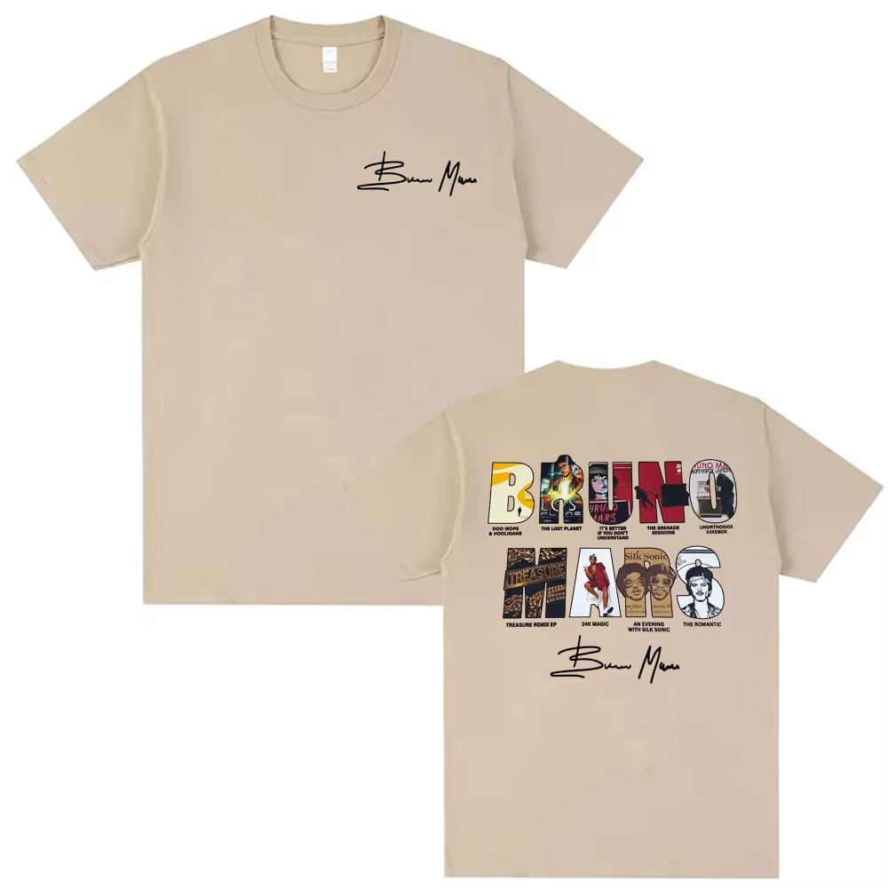 Bruno Mars The Romantic 2026 Album Cover T-shirts Hommes Femmes Mode Hip Hop Streetwear T-shirt Coton Décontracté Oversize