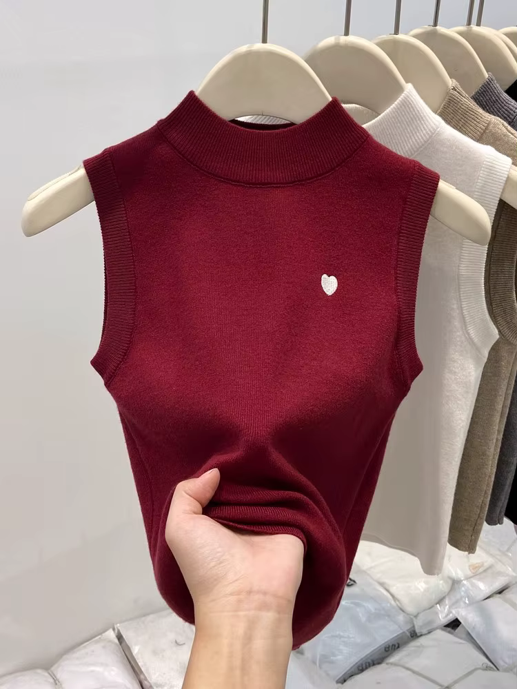 Sans manches tricoté couche de Base gilet décontracté tout-match couleur unie femmes débardeurs