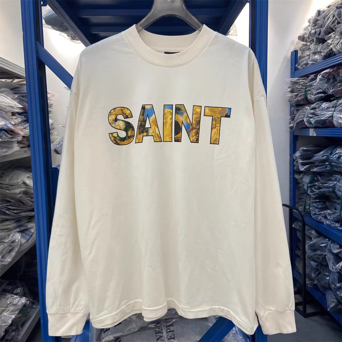 2025fw LS TEE manches longues SAINT t-shirt hommes femmes lavé tissu lourd