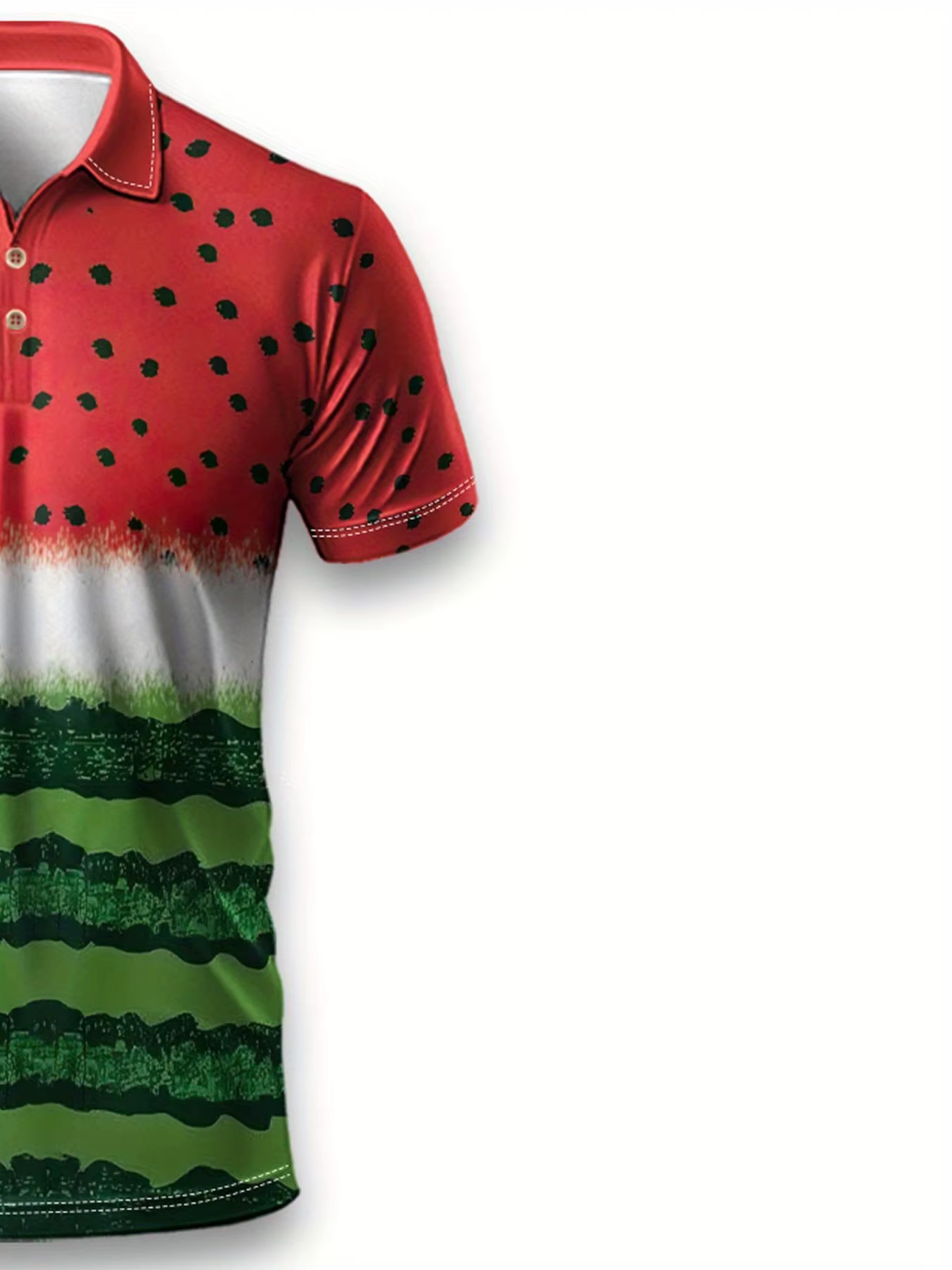 Nouveau style été 2026 : Polo homme à manches courtes avec imprimé pastèque 3D pour un look décontracté urbain