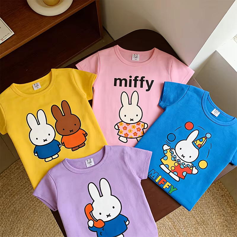 Miffy – T-shirt à manches courtes en coton pour enfants