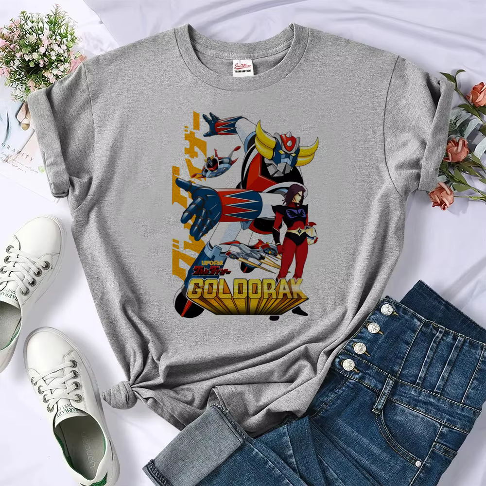 T-shirt graphique Goldorak pour femmes, vêtements d'été pour filles