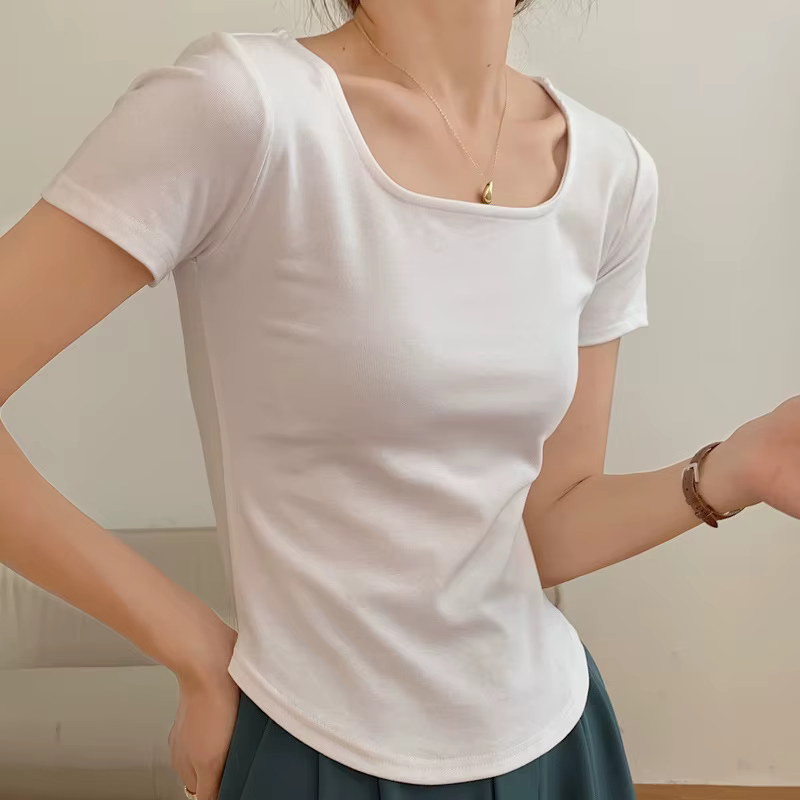T-shirt d'été en coton à manches courtes pour femmes