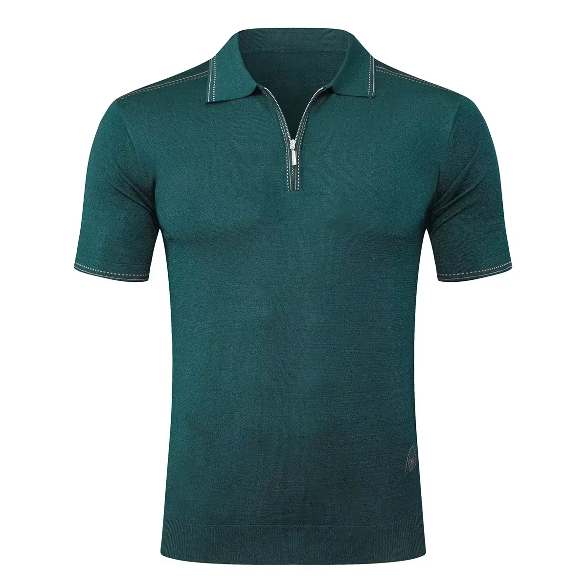 BILLIONAIRE BLSK CPRT polo soie hommes 2026 nouvelle couleur unie élastique à manches courtes mince extérieur fermeture éclair qualité grande taille M-5XL