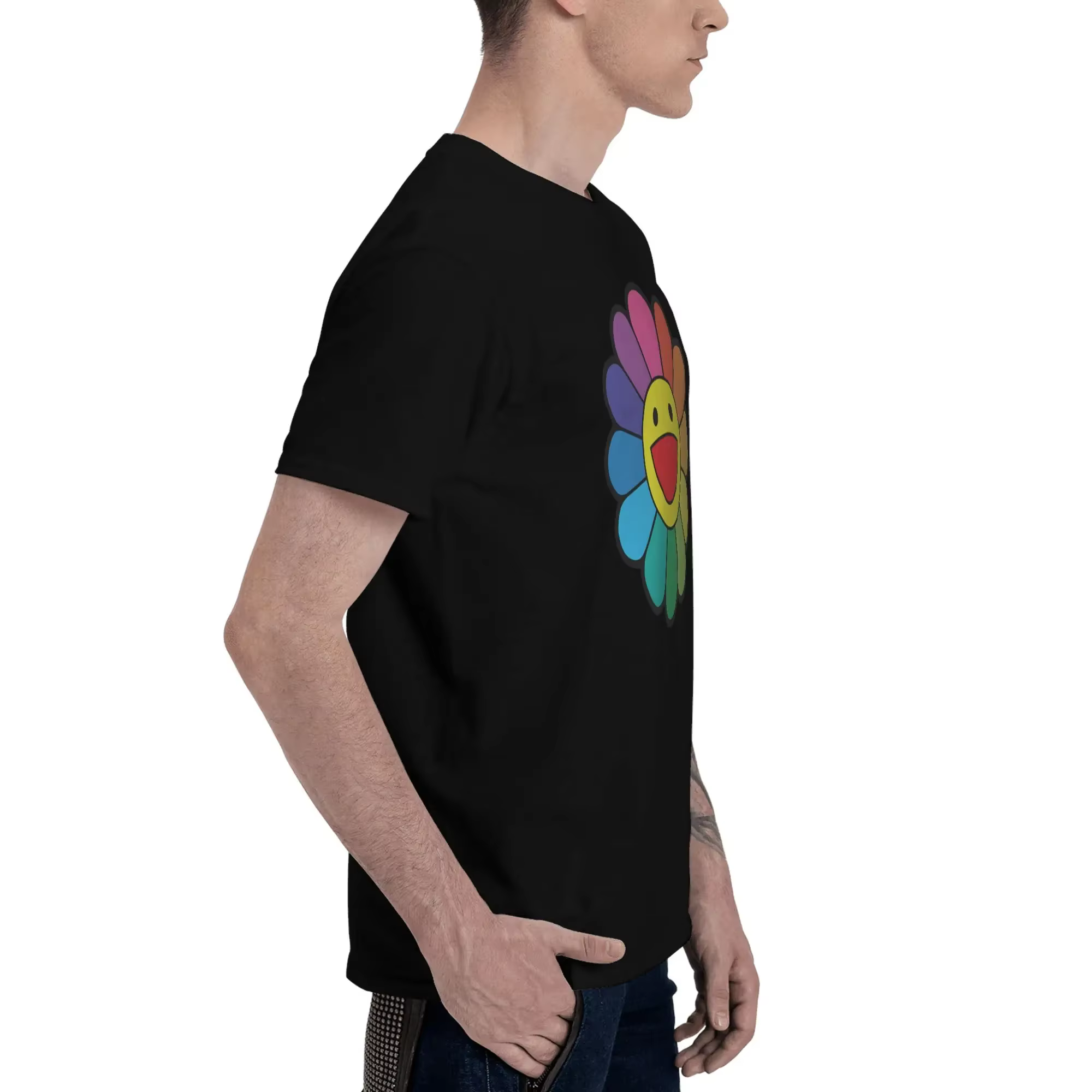 TAKASHI MURAKAMI fleur arc-en-ciel 100% coton T-Shirt hommes surdimensionnés t-shirts