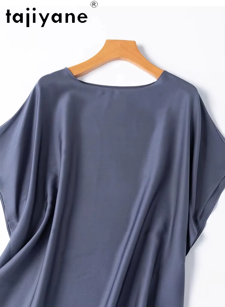 TAJIYANE 93% soie de mûrier t-shirts pour femme décontracté manches chauve-souris T-shirt 19 Mommes hauts d'été 2025 dames vêtements Футlıkkus