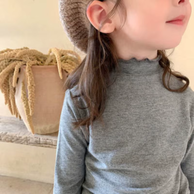 T-shirt à manches longues pour enfants filles col roulé chemise thermique enfant en bas âge