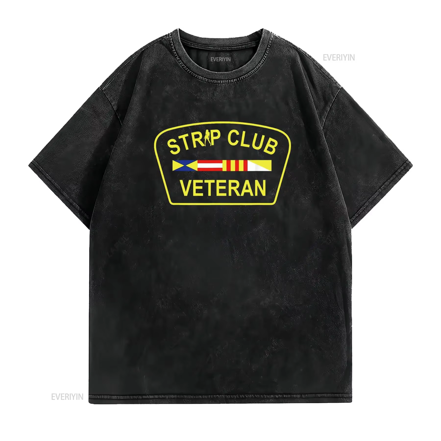 Strip Club Veteran T-shirt drôle vintage lavé graphique streetwear élégant étiré doux légèrement respirant décontracté mode