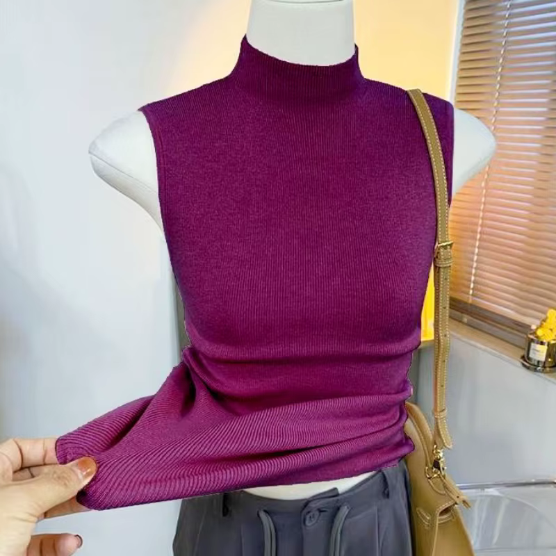 Pull-Over Simple à Col Mi-Haut pour Femme