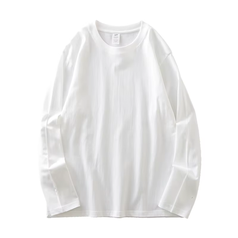 DUKEEN hommes 260G à manches longues t-shirts 2025 printemps pur coton couleur unie basique col rond maillot de corps