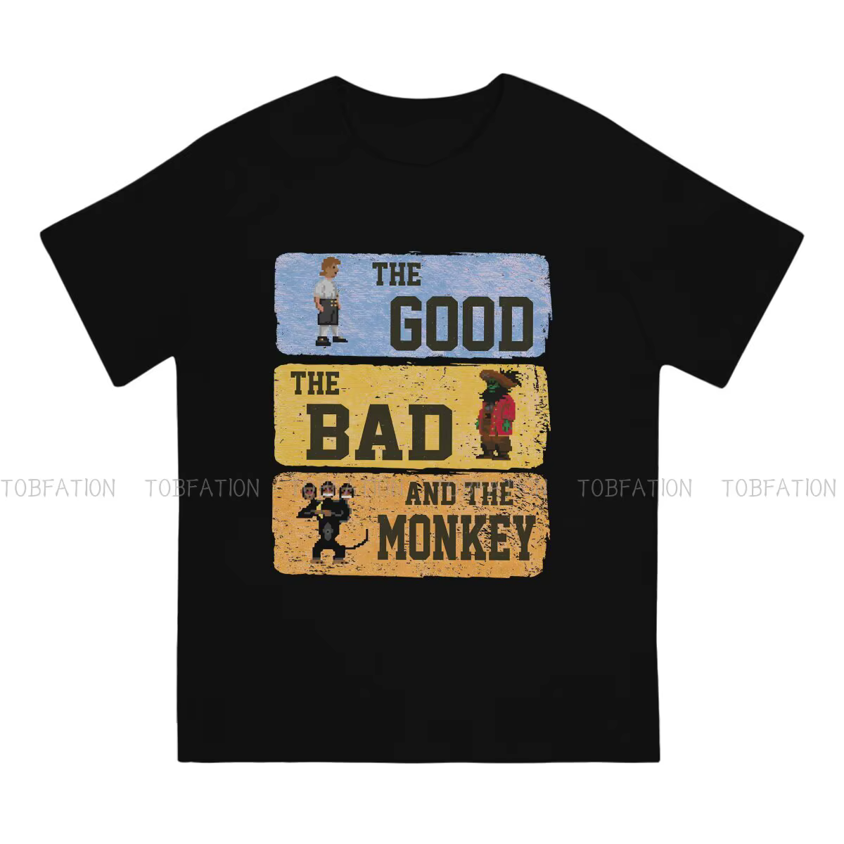 Le bon le mauvais Pirate homme t-shirt singe île jeu col rond manches courtes 100% coton