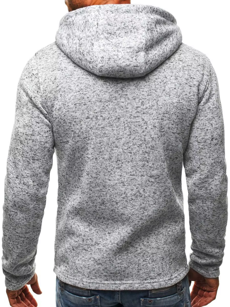 Sweat à capuche pour hommes avec poches latérales à glissière mince laine couleur unie survêtement décontracté
