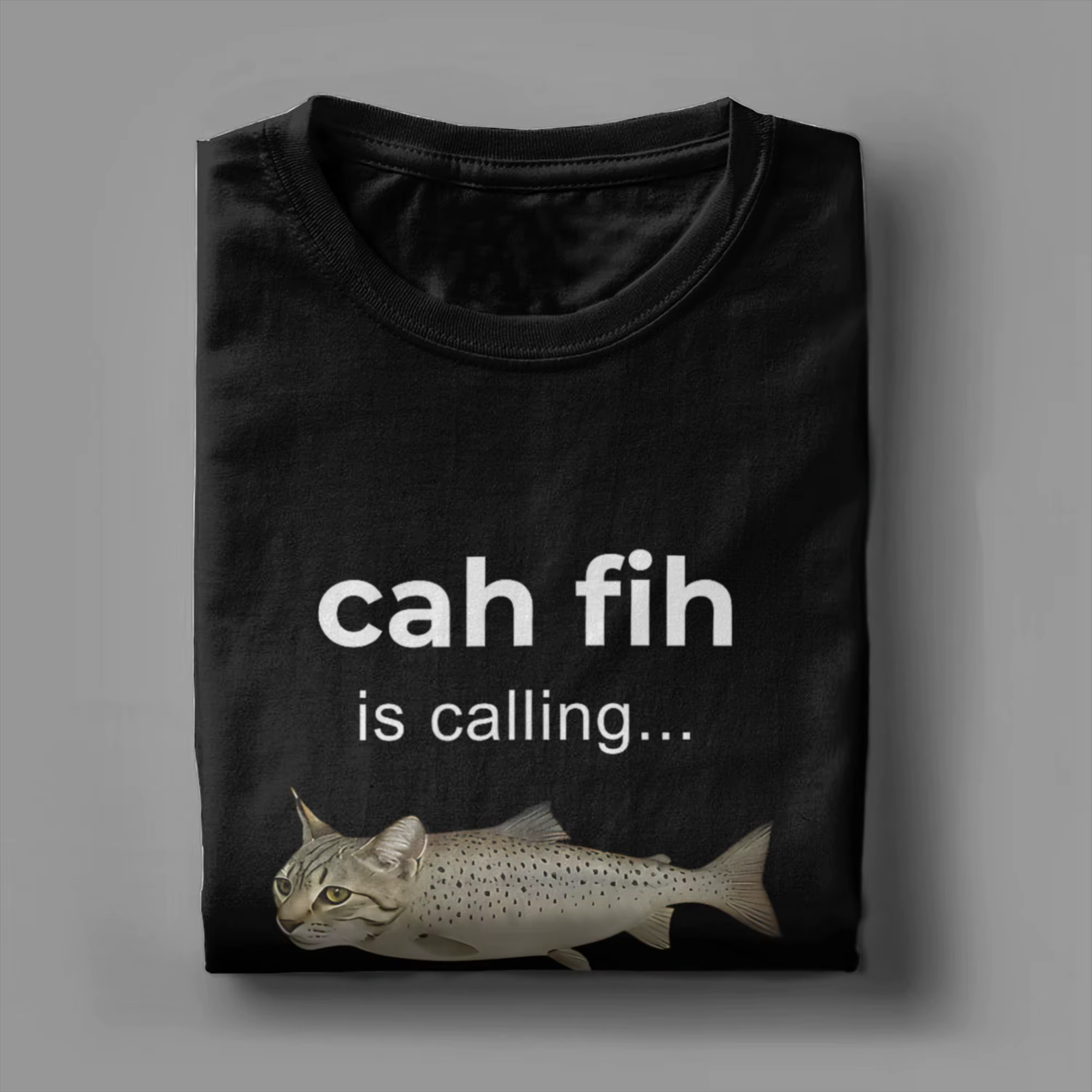 T-shirts drôles pour hommes avec motif 'Cah Fih Fish Is Calling'