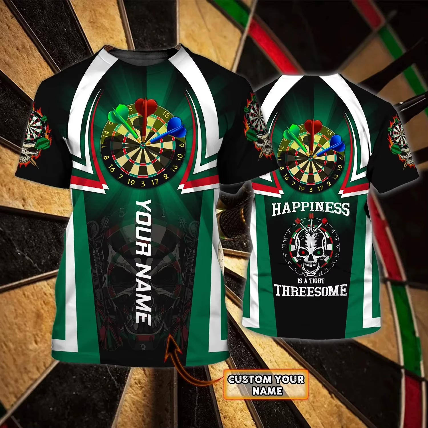 Personnalisé avec nom fléchette et bière 3D partout imprimé été hommes T-shirt Dart amant