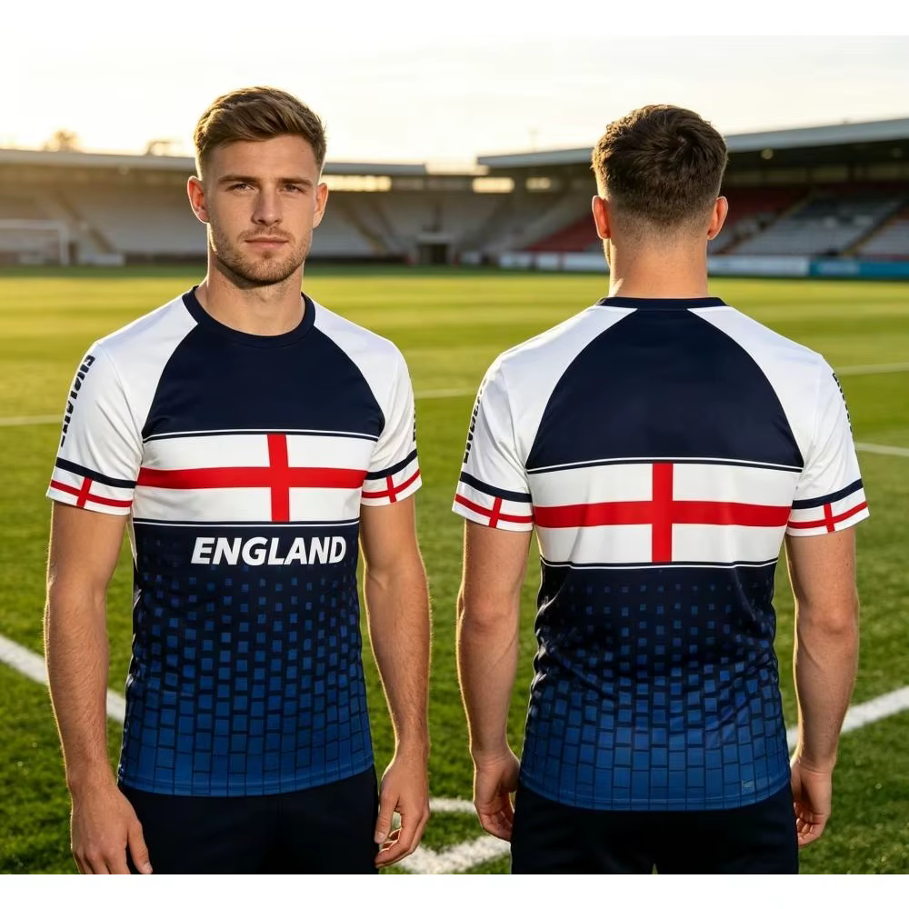 T-shirt de football pour homme, style national anglais, tenue de supporter extérieure, respirant, séchage rapide, imprimé 3D, tendance