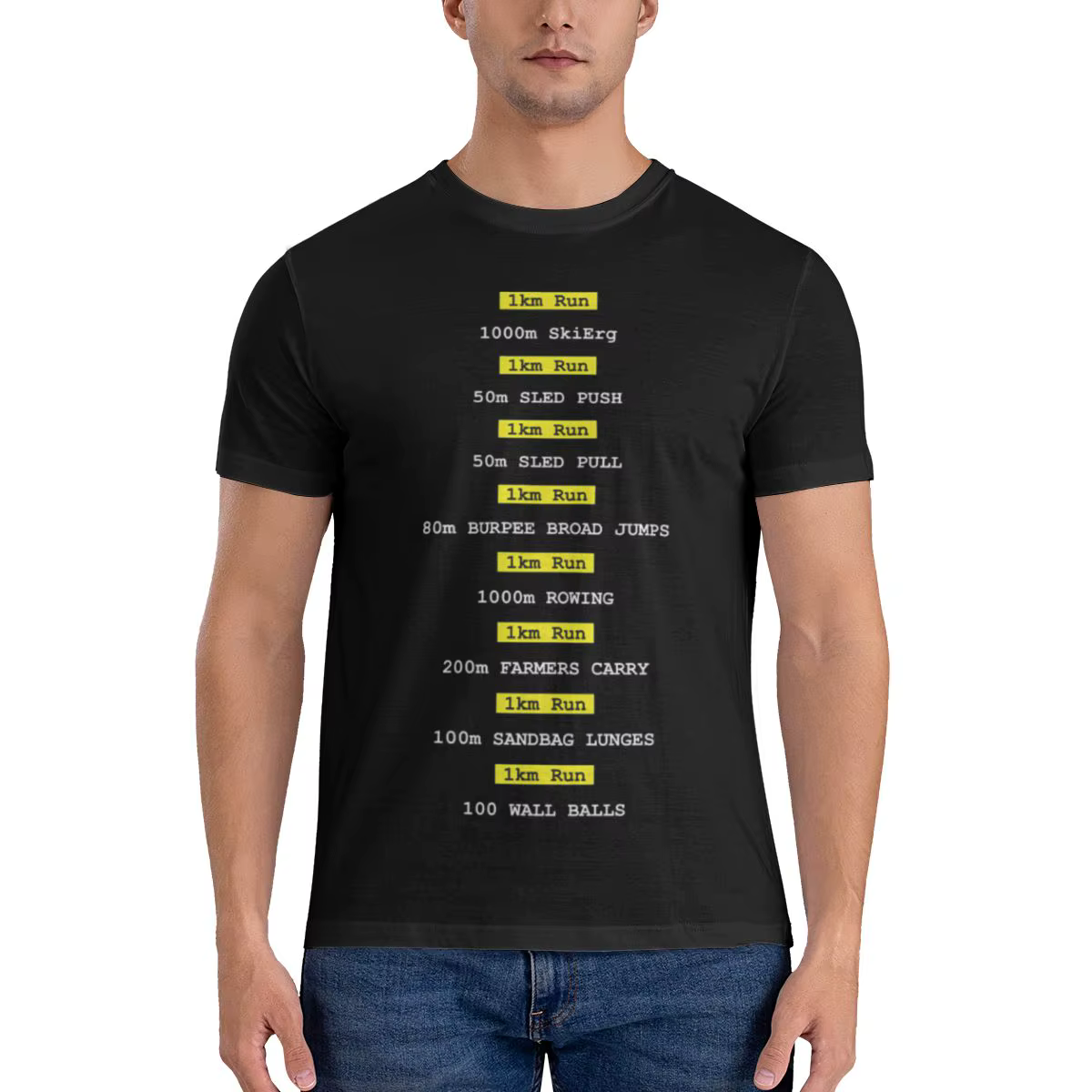 T-shirt imprimé unisexe pour hommes, drôle, Hyrox Fitness Race, chemisiers