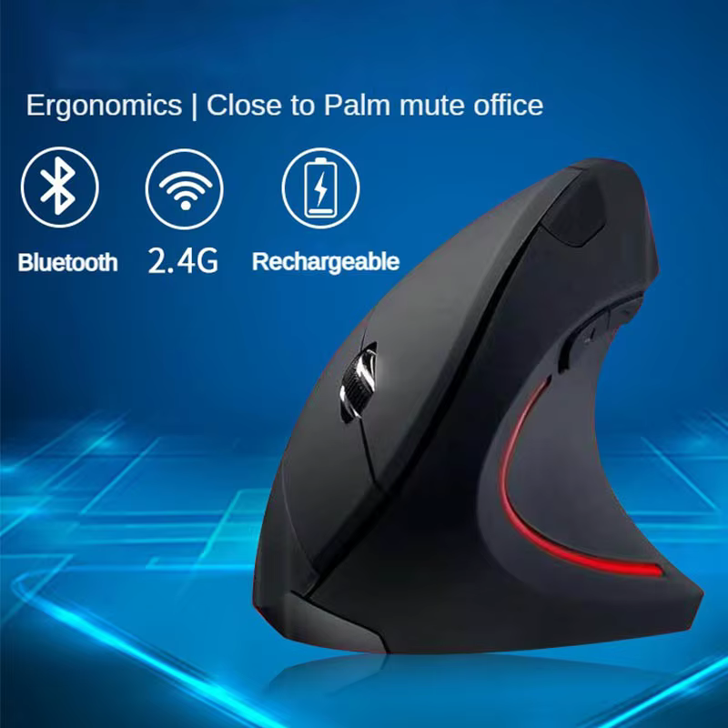 Souris verticale sans fil Bluetooth 800 1200 1600 DPI 6 boutons poignée latérale personnalisée ergonomique 2.4G muet souris d'ordinateur de jeu PC