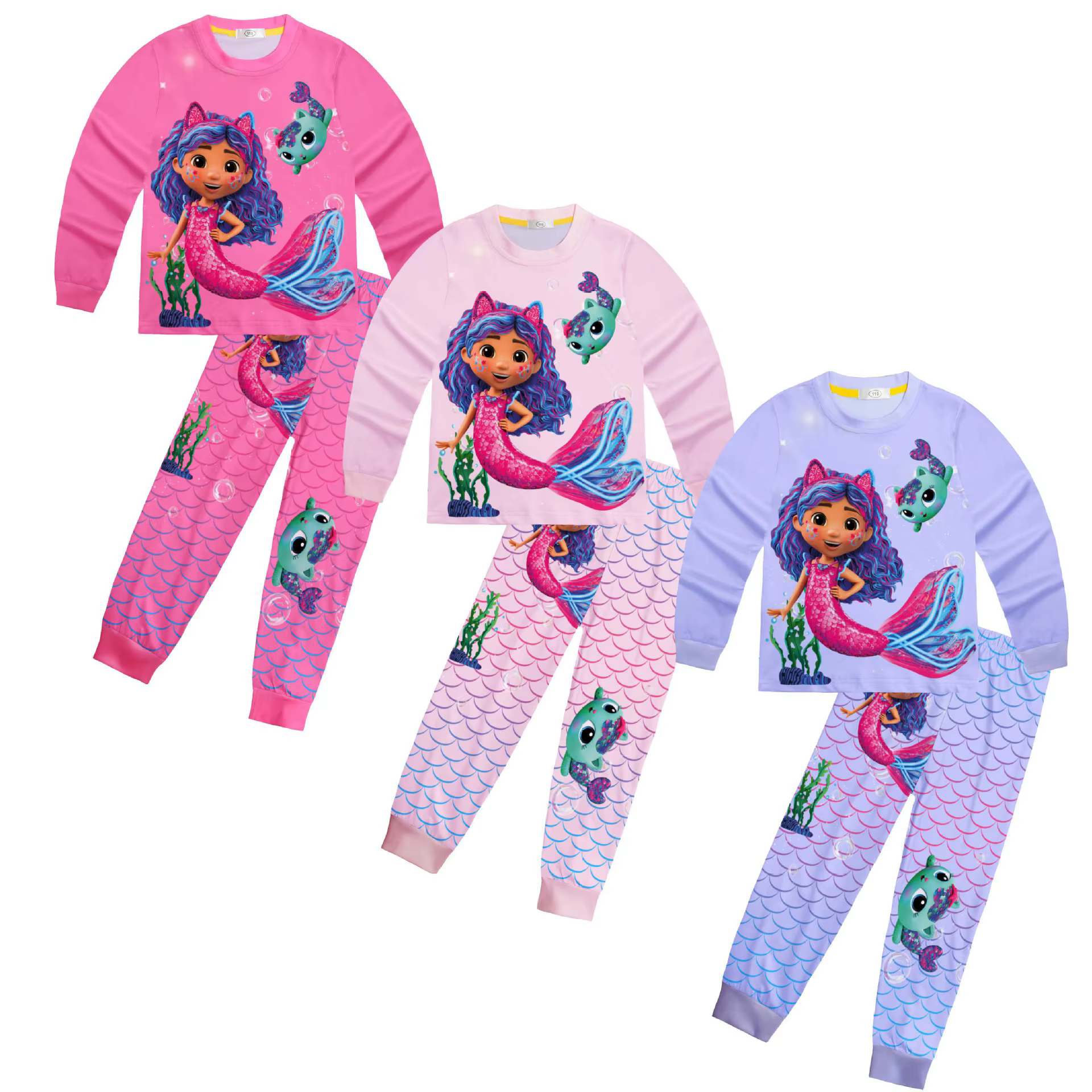 2025Gabby DollHouse filles vêtements dessin animé imprimé pyjamas mignon sirène Gabby's t-shirt pantalon ensemble