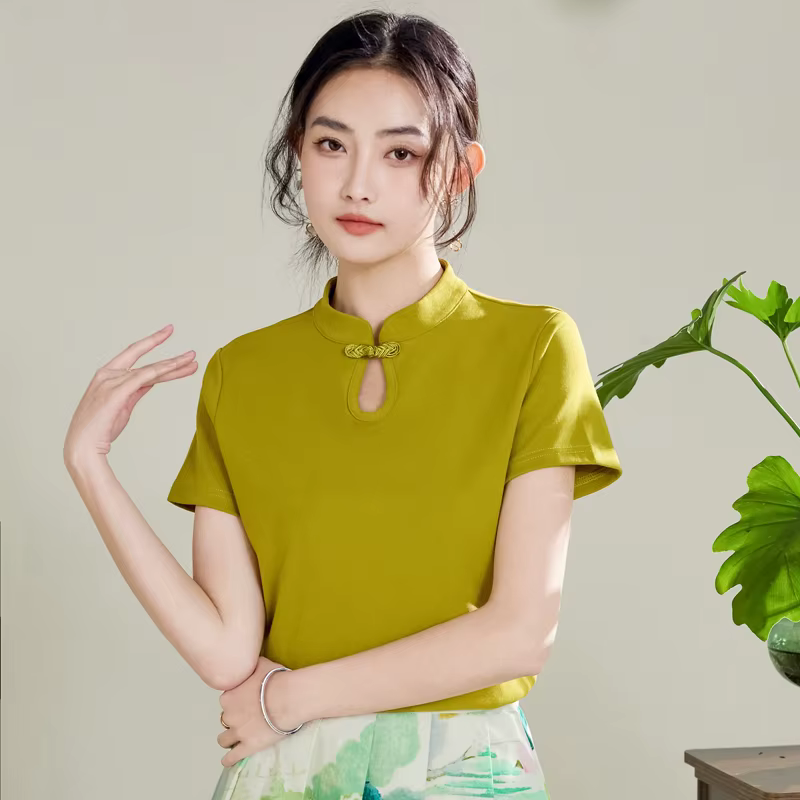 Nouveau T-shirt de style chinois pour femmes Été