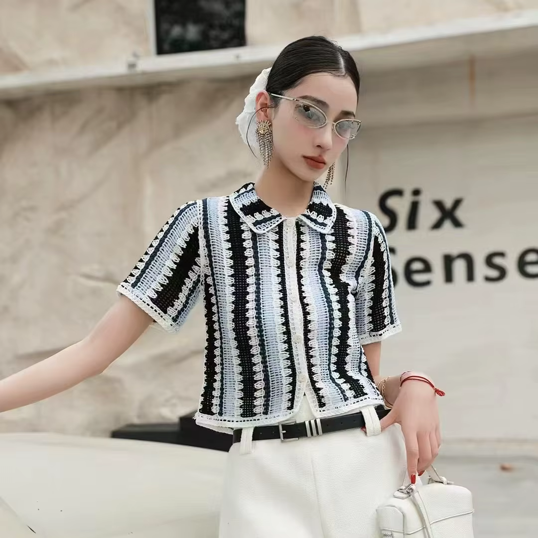 Chemise rayée au Crochet