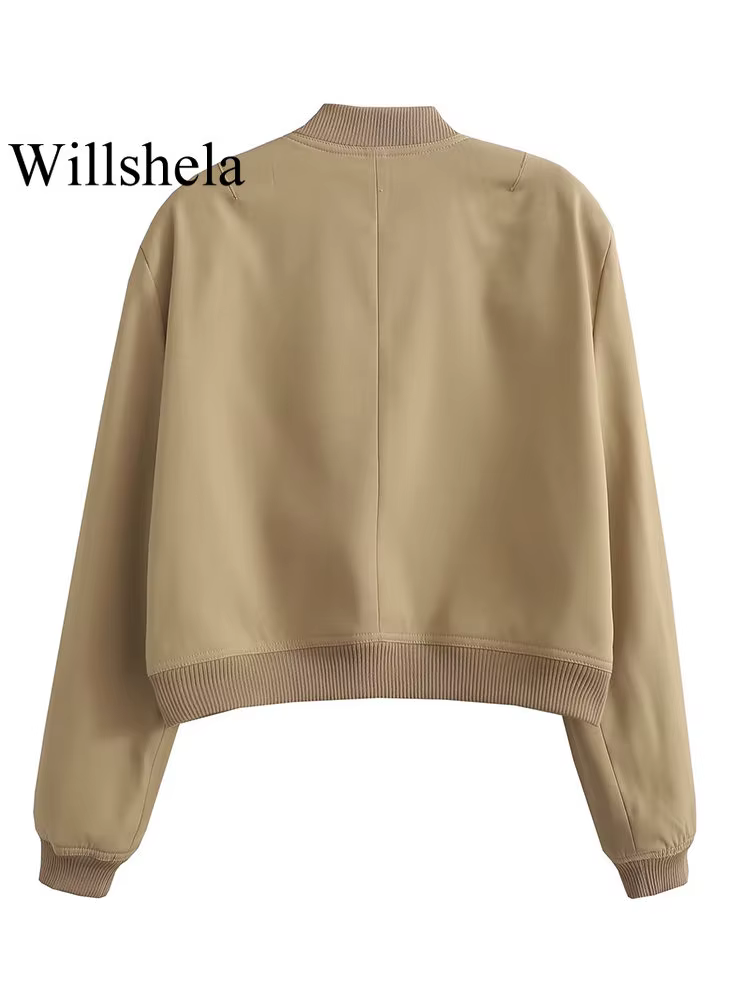 Willshela femmes mode solide Bomber vestes manteau avec poches col en v simple boutonnage manches longues femme Chic dame tenues