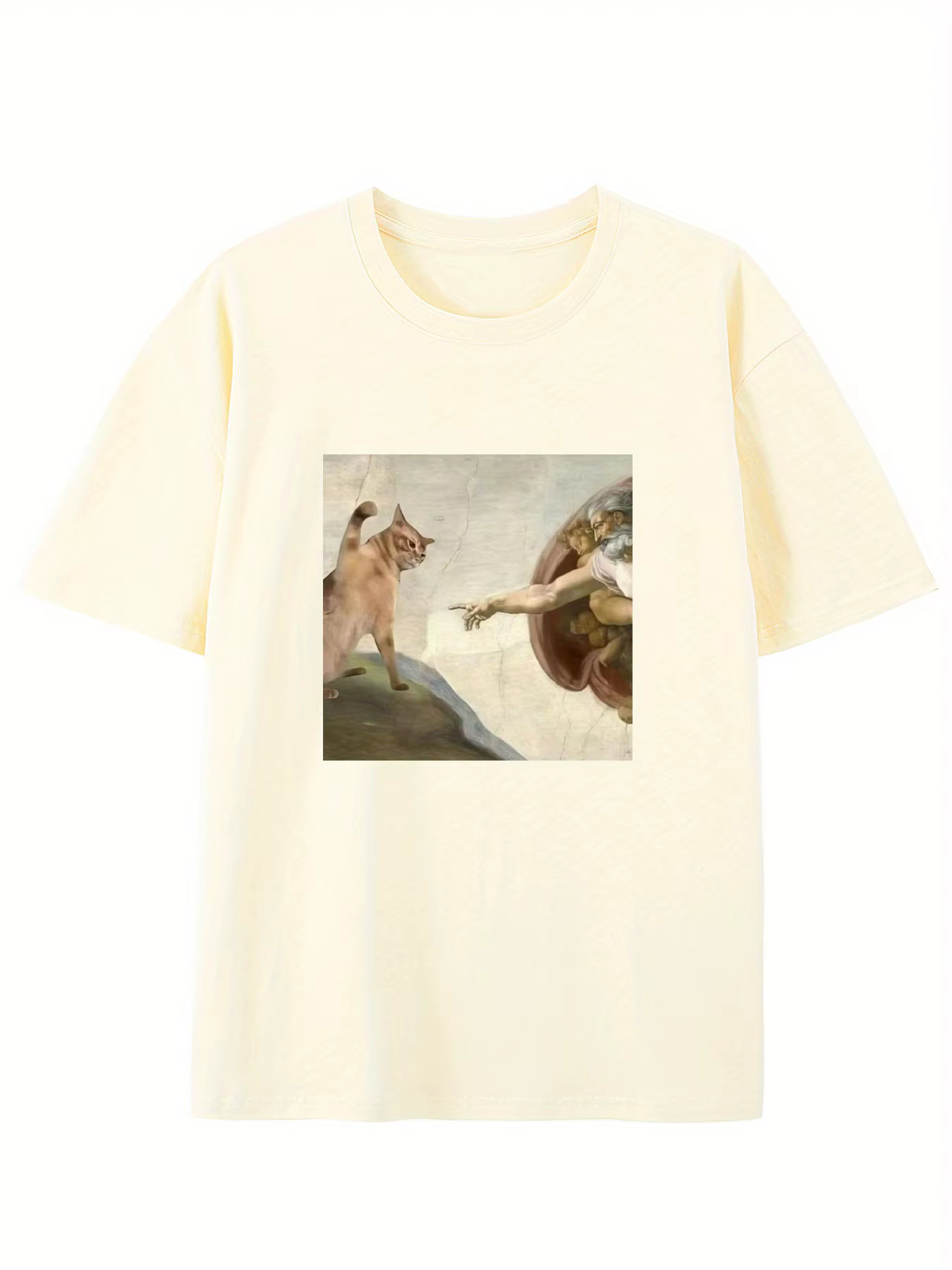 Chat humoristique et Adam Creation parodie graphique T-Shirt décontracté col rond coupe manches courtes pour adulte été