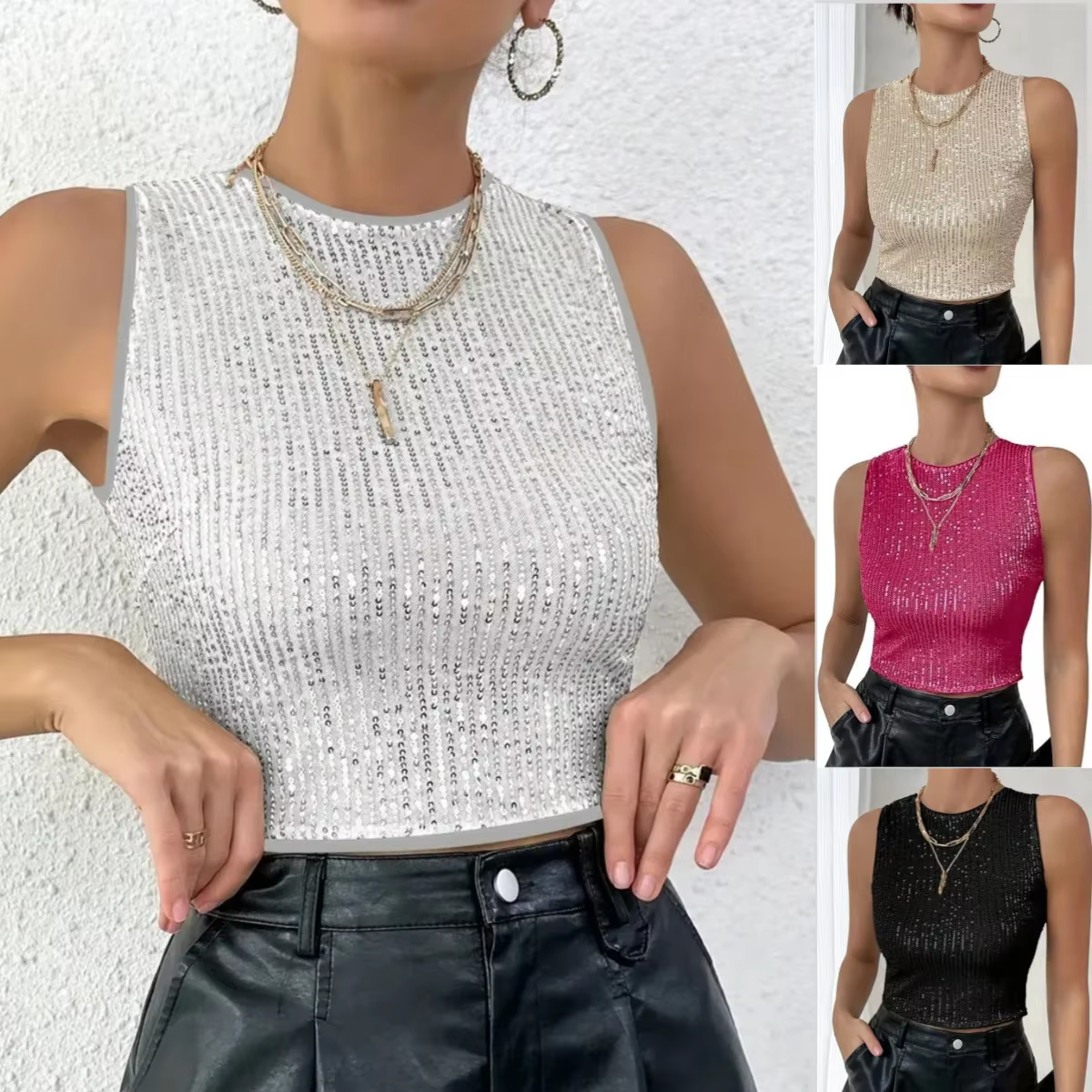 Haut léger à paillettes pour femmes