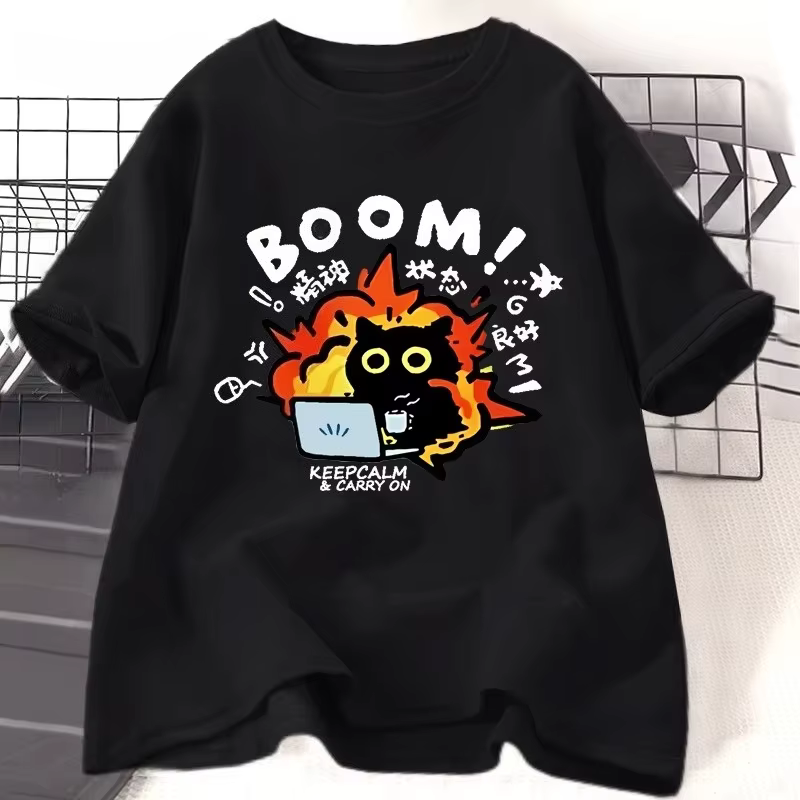 T-shirt Crazy Cat pour hommes et femmes