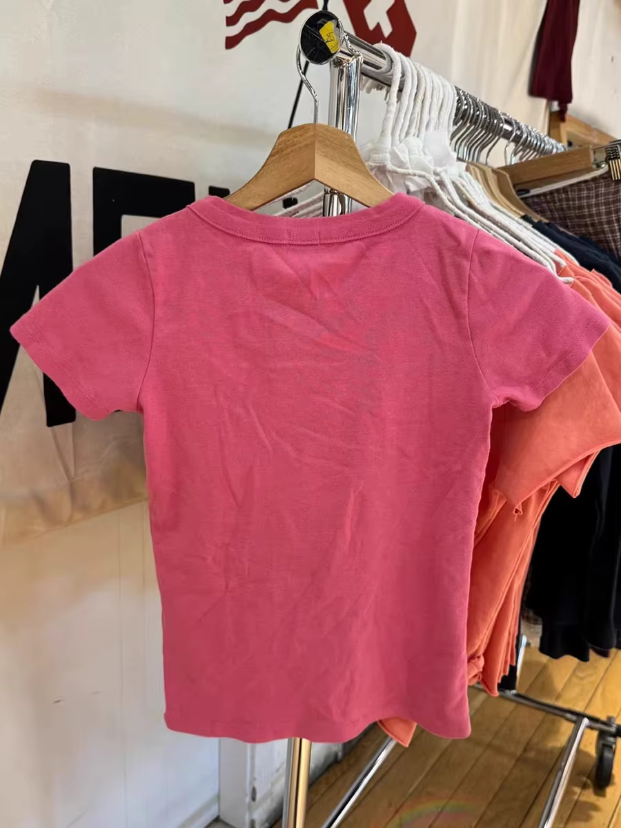 T-shirt col rond rouge rosé pour femme