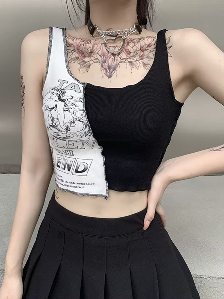 Débardeur en Patchwork Style Punk pour femmes