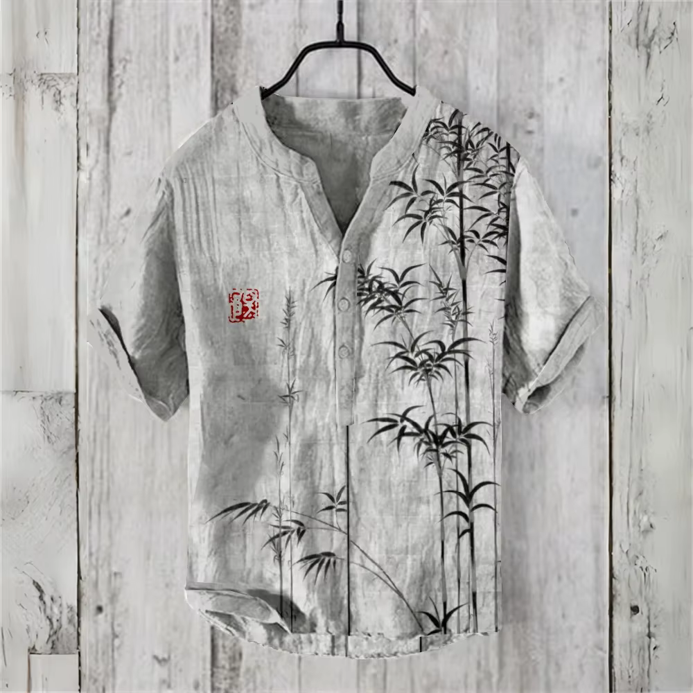 POLO chinois rétro à manches courtes pour hommes