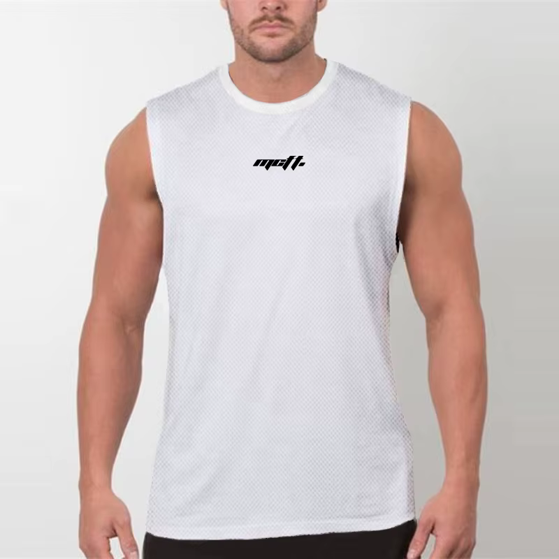 Débardeurs de fitness pour hommes – Marque de mode européenne et américaine – T-shirt de sport sans manches à col rond