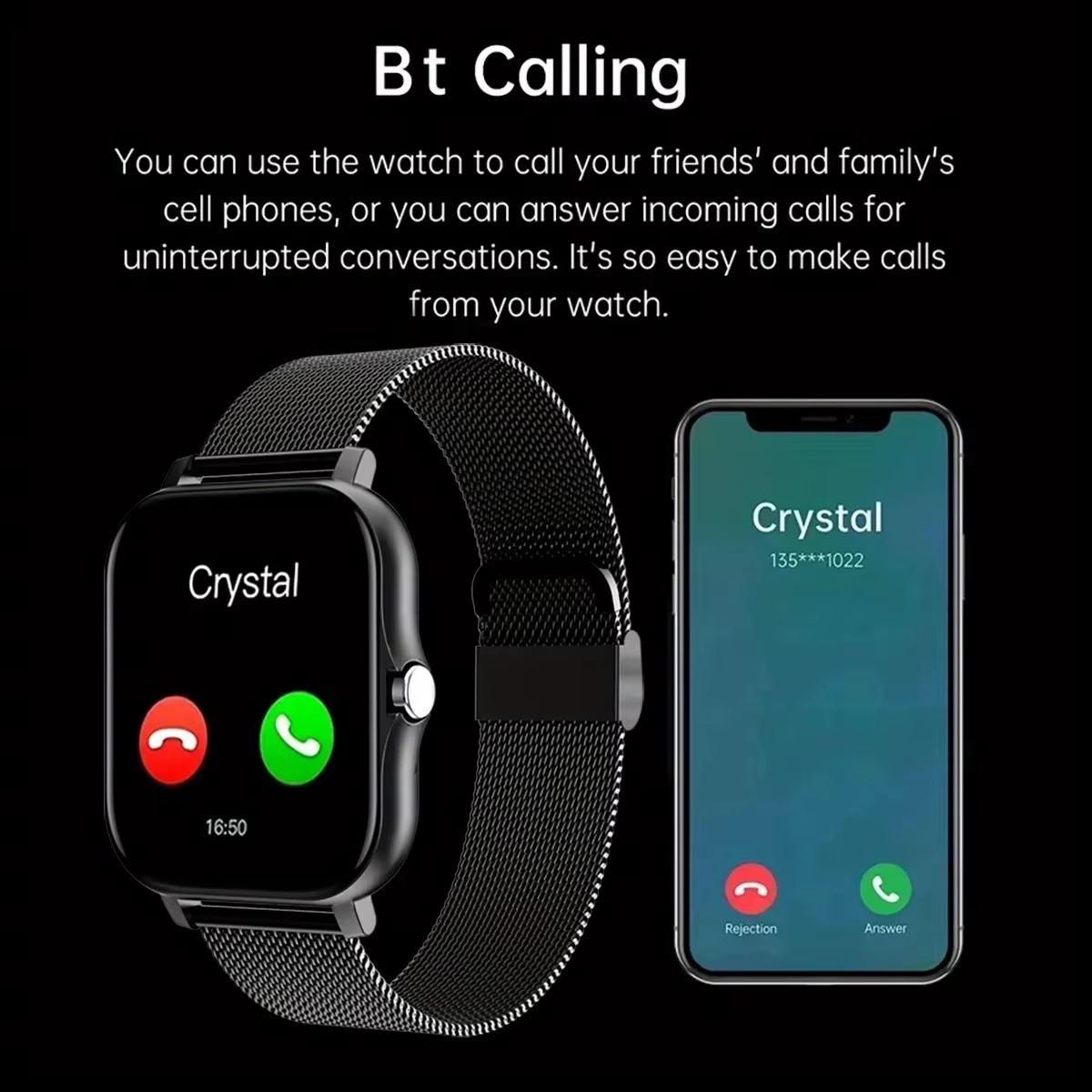 Montre intelligente pour Android IOS montres 1.83 pouces HD affichage Bluetooth appel Message alerte musique sport Mode Smartwatch hommes femmes cadeau