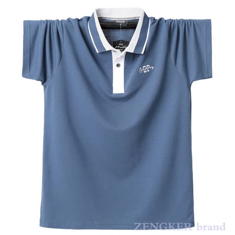 Été nouveau polo grande taille revers T-shirt hommes coton lâche gros gars à manches courtes