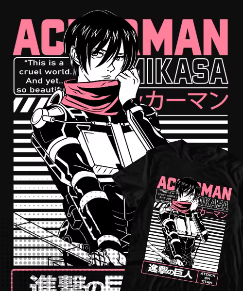 T-shirt de l'Animé Attaque des Titans Mikasa Ackerman Batalla, Final