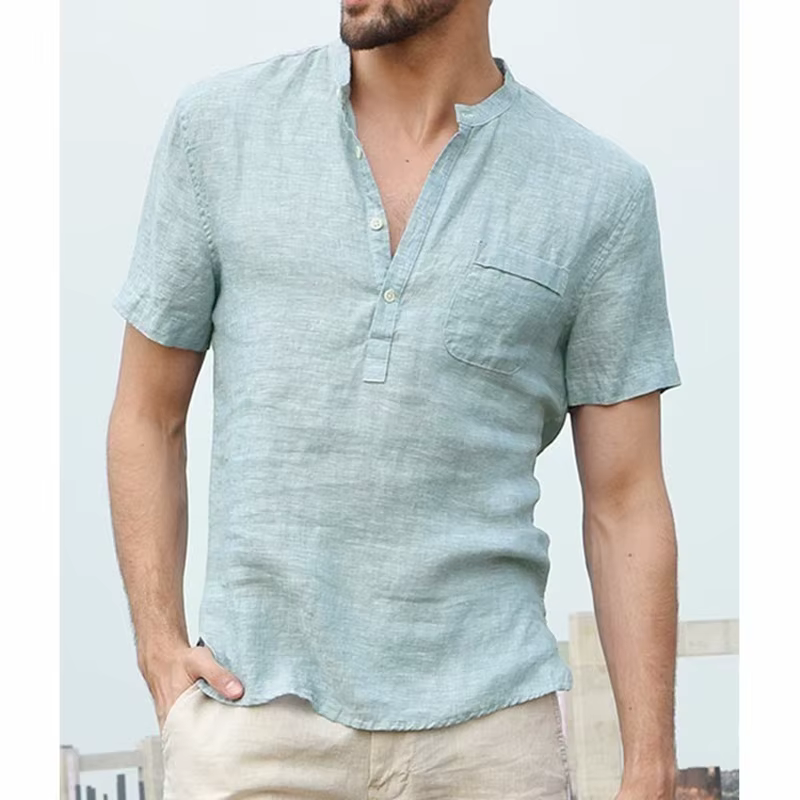 Chemise en coton et lin pour hommes