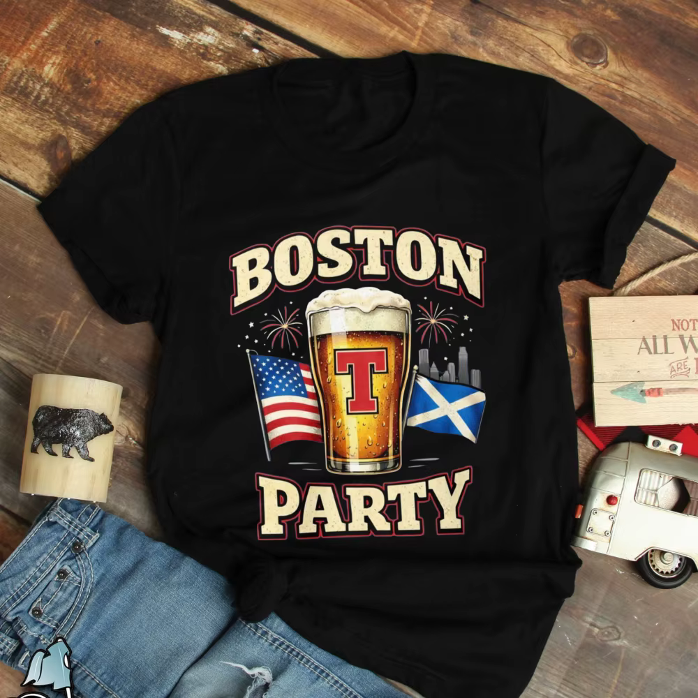 T-shirt de football Écosse Boston T-Party 2026 – T-shirts amusants à l'effigie de la bière écossaise – Hauts pour fans