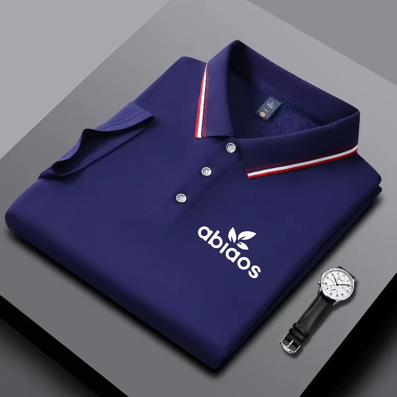 Polo noir pour homme avec imprimé « abiaos »