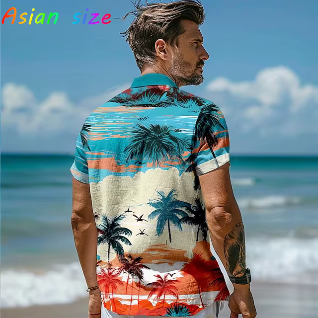 Nouveau palmier hawaïen hommes chemise boutonné chemises Tropical