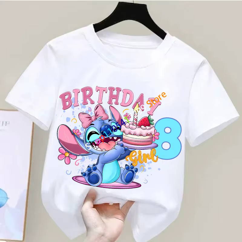 T-shirt d'anniversaire Lilo & Stitch pour enfants de 1 à 9 ans