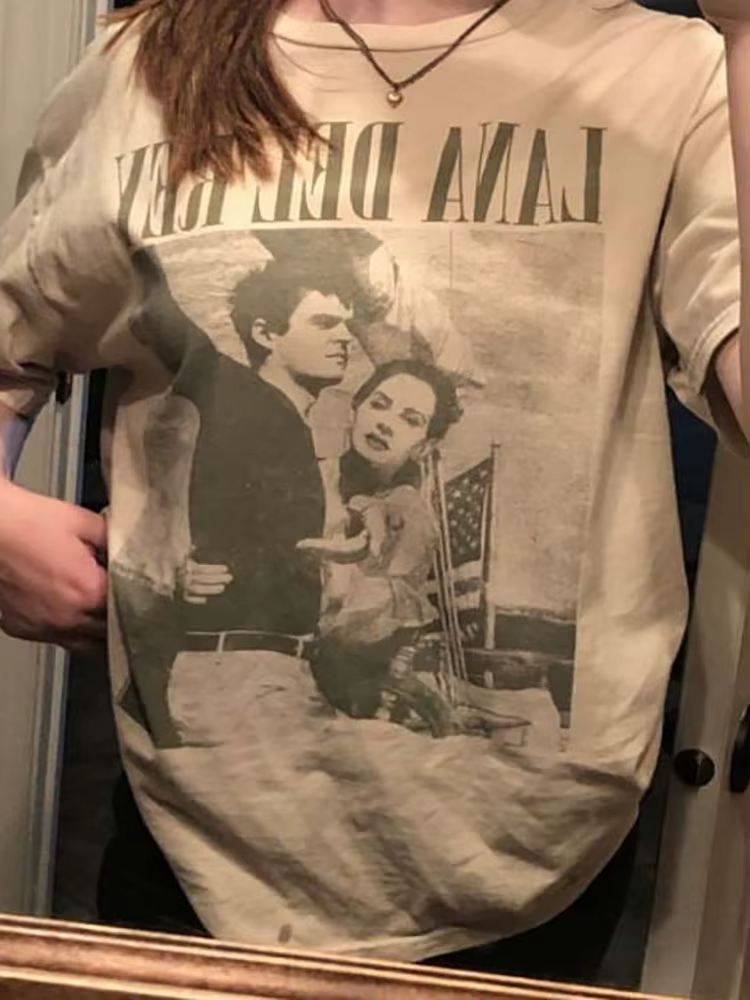 Lana Del Rey Ldr voile Tan T-Shirt coton