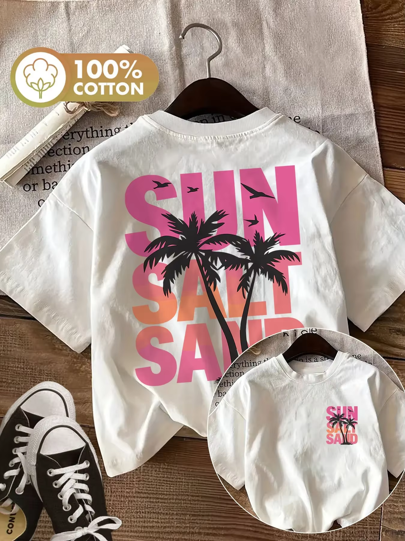 T-shirt pour homme à thème tropical avec imprimé palmier minimaliste