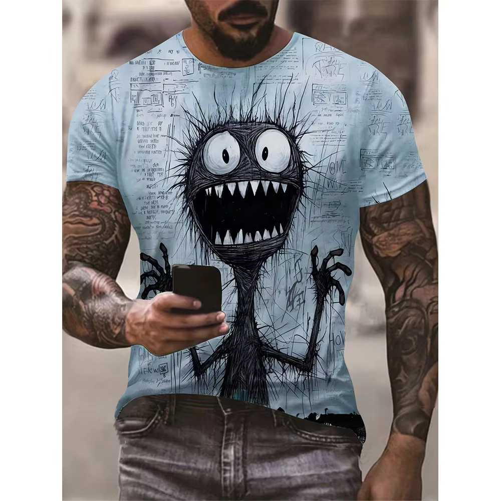 T-shirts imprimés 3D amusants avec des monstres d'anime