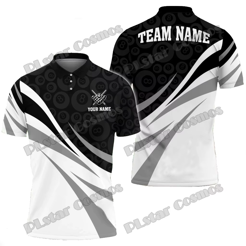 PLstar Cosmos billard camouflage crâne nom personnalisé 3D imprimé hommes Polo été unisexe décontracté