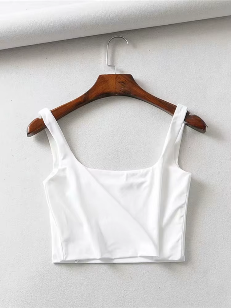 Offre spéciale 2024 été femmes Sexy hauts sans manche mode court col carré débardeurs 4 couleurs