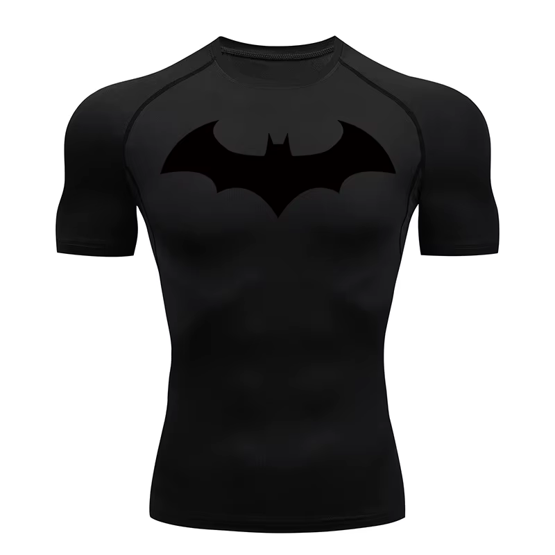 T-shirts de compression à motif chauve-souris pour hommes