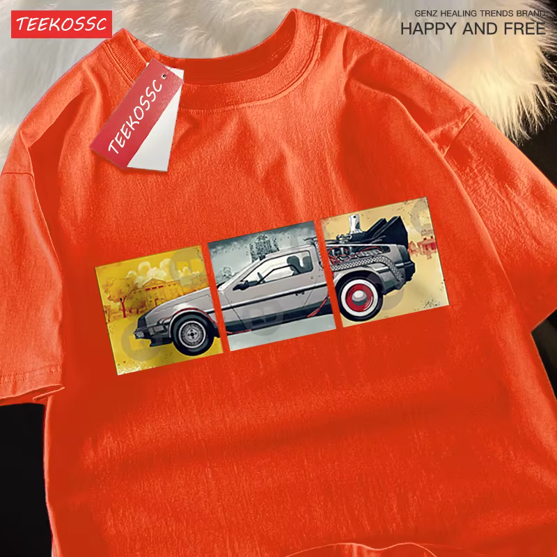 Retour vers le futur film voiture t-shirt hommes dessins animés vêtements