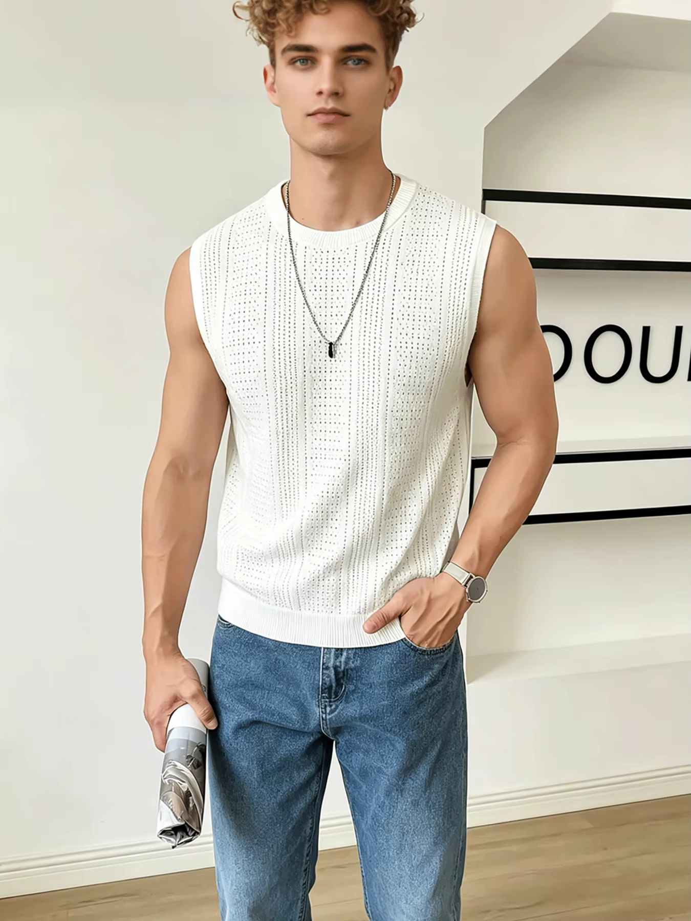 Les gilets tricotés sans manches pour hommes conviennent aux rendez-vous
