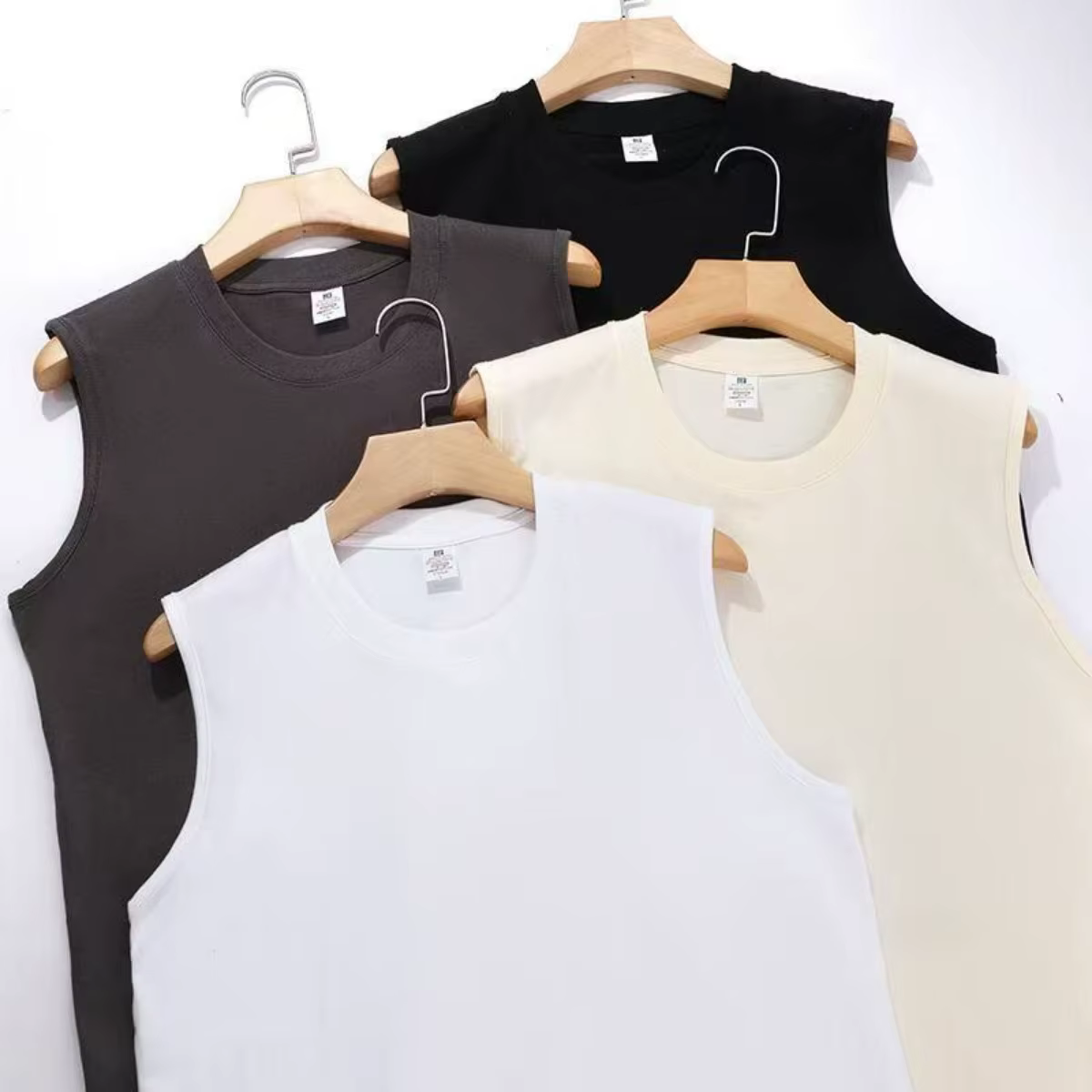 Vente flash - Vêtements d'été pour hommes - Débardeur basique élastique en coton pur - T-shirt sans manches